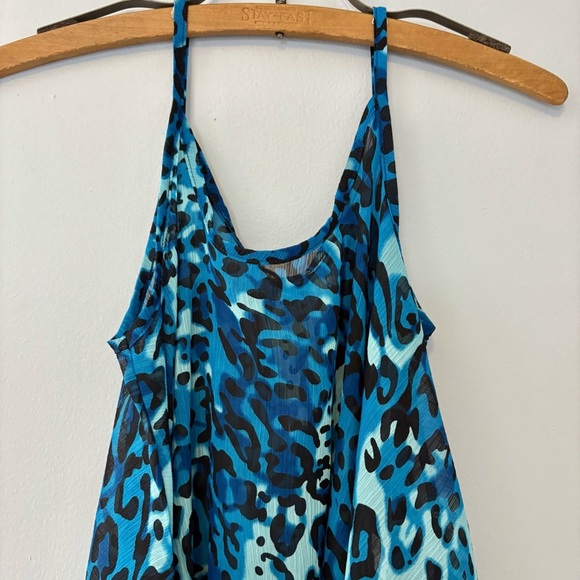 Rapz Blue Leopard Print Handkerchief Hem Dress Size Small NWT - Picture 3 of 8